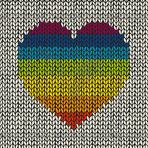 Seamless background with rainbow knitted heart - vector clipart / vector image