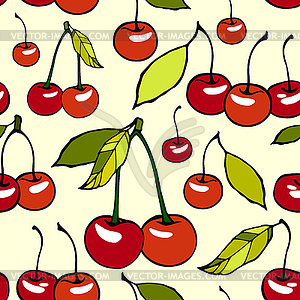 Seamless pattern with decorative cherries - vector clip art