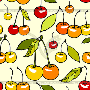 Seamless pattern with decorative sweet cherries - vector clipart