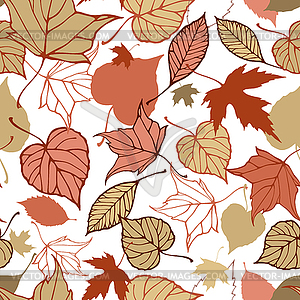 Seamless pattern with stylized autumn leaves - vector clipart