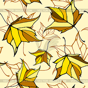 Seamless pattern with stylized falling leaves - stock vector clipart