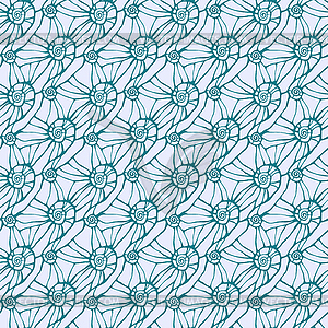 Seamless pattern with abstract ornamental seashells - vector clipart