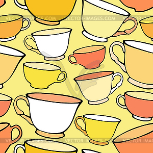 Seamless pattern with bright colorful cups - vector clipart