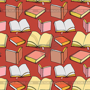 Seamless pattern with decorative books - vector clipart