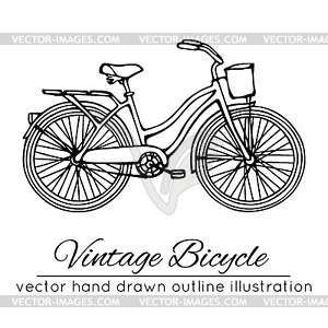 Outline vintage bicycle - royalty-free vector clipart