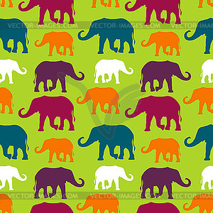 Seamless pattern with silhouette elephants - vector clipart / vector image
