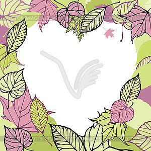 Heart-shaped frame made of autumn leaves. Romantic - vector clipart / vector image