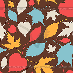 Seamless pattern with stylized silhouette leaves - vector clipart