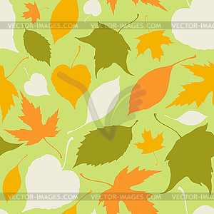 Seamless pattern with stylized silhouette leaves - vector clip art