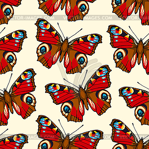 Seamless pattern with peacock butterflies - vector clipart