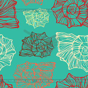 Seamless pattern with decorative seashells - vector image