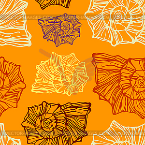 Seamless pattern with decorative seashells - vector clip art