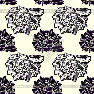 Seamless pattern with decorative seashells - vector clip art