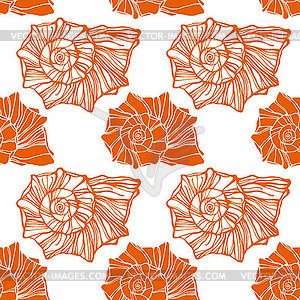 Seamless pattern with decorative seashells - color vector clipart