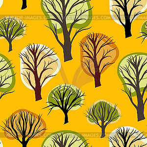 Seamless pattern with decorative trees - vector clipart