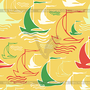 Seamless pattern with decorative retro sailing ship - vector clipart