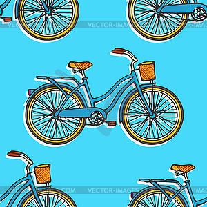 Seamless pattern with colorful vintage bicycles. - vector clip art