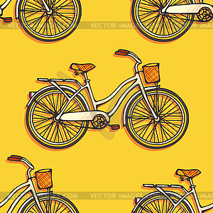 Seamless pattern with colorful vintage bicycles. - vector clipart