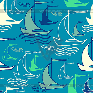 Seamless pattern with decorative retro sailing ship - vector clip art