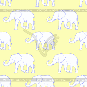 Seamless pattern with silhouette elephants - vector clip art