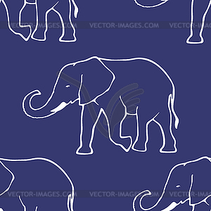 Seamless pattern with silhouette elephants - vector image