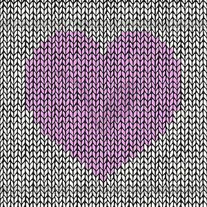 Seamless background with pink knitted heart - vector EPS clipart