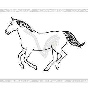 Outline running horse - vector clip art