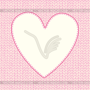 Seamless knitted pattern with heart shaped frame fo - vector image