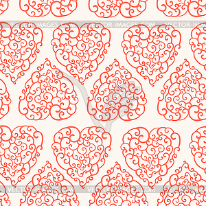 Seamless pattern with doodle hearts - vector clipart