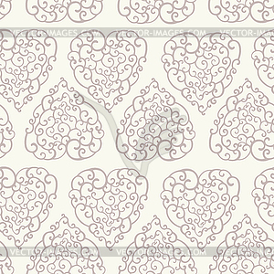 Seamless pattern with doodle hearts - vector image