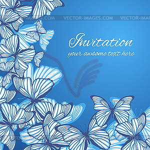 Greeting card template with butterfies and place - vector clip art