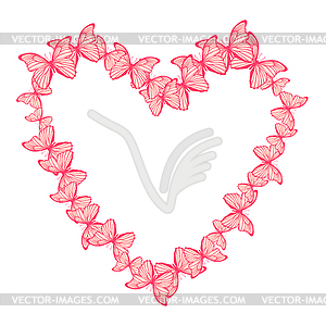 Heart made of butterflies - vector image