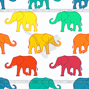 Seamless pattern with silhouette elephants - vector clipart