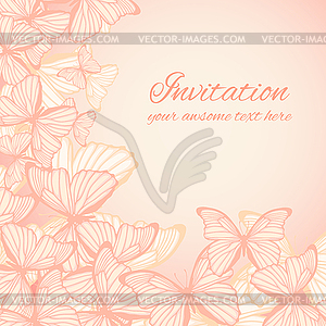 Invitation card template with butterflies - vector image