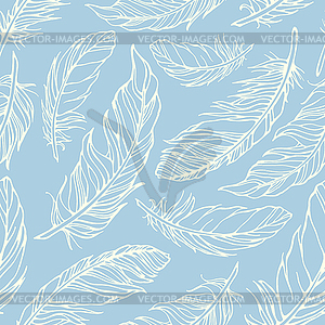 Seamless pattern with decorative feathers - vector image