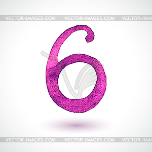 Hand-drawn watercolor number  - vector clipart