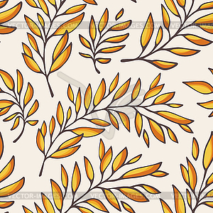 Floral seamless pattern with outline branches - vector image