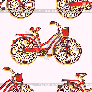 Seamless pattern with vintage bicycles - vector image