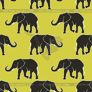 Seamless pattern with silhouette elephants - vector image