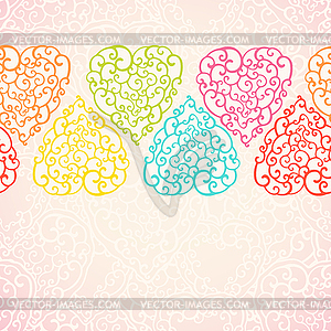 Seamless pattern with abstract doodle hearts. - vector image