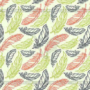 Seamless pattern with decorative feathers - royalty-free vector image