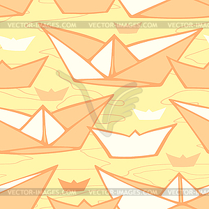 Seamless pattern with paper shipsd - royalty-free vector image