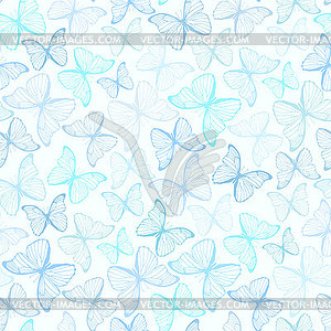 Seamless pattern with outline butterflies. Spring - color vector clipart