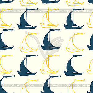 Seamless nautical pattern with decorative sailing - vector clipart