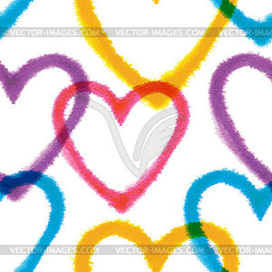 Seamless pattern with watercolor hearts - vector image