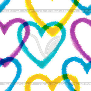 Seamless pattern with watercolor hearts - vector image