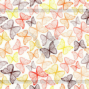 Бесшовные с контурных бабочек - векторное изображение клипарта