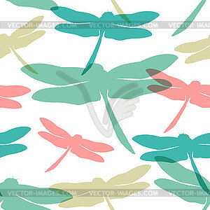 Seamless pattern with silhouette dragonflies - vector clipart