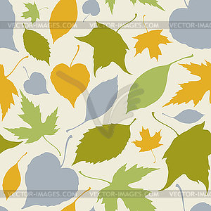 Seamless pattern with stylized silhouette leaves - vector image
