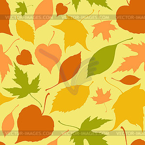 Seamless pattern with stylized silhouette leaves - vector clipart